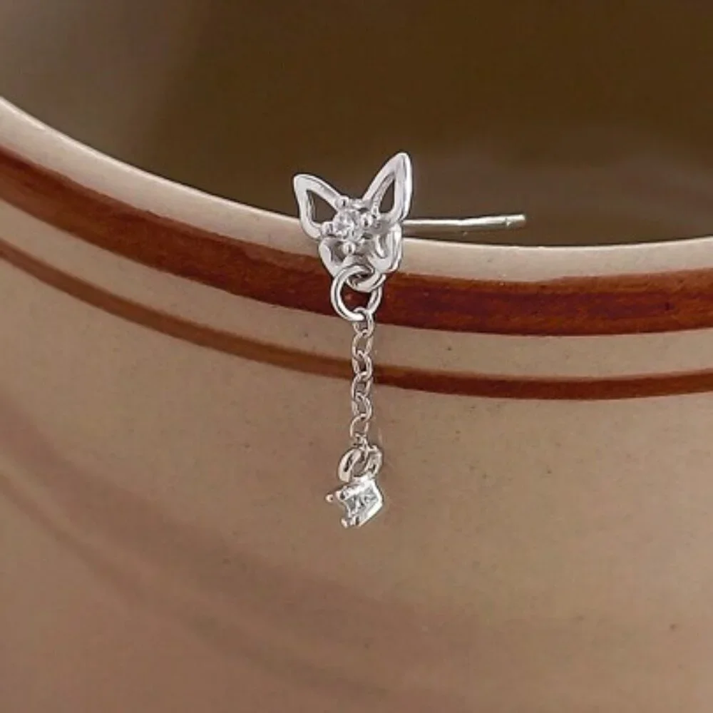 925 Sterling Silver Butterfly Drop Earrings with Crystal Accent - Picture 4 of 4